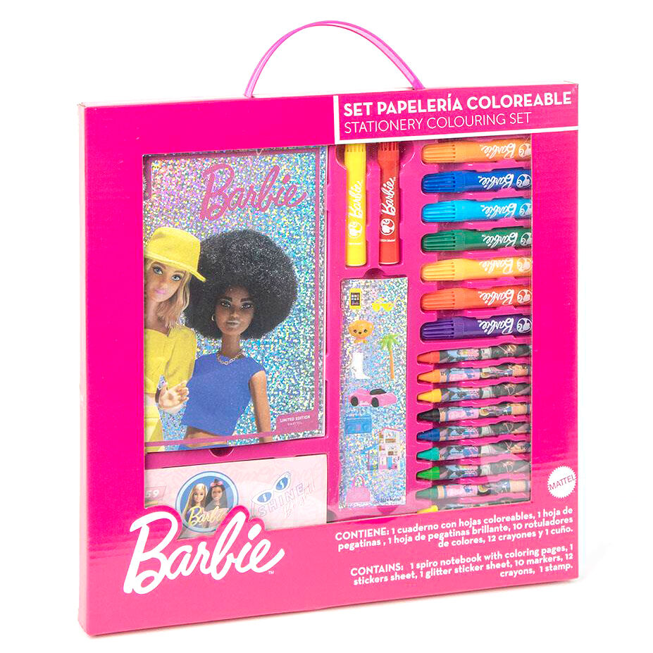 barbie colorable stationery set