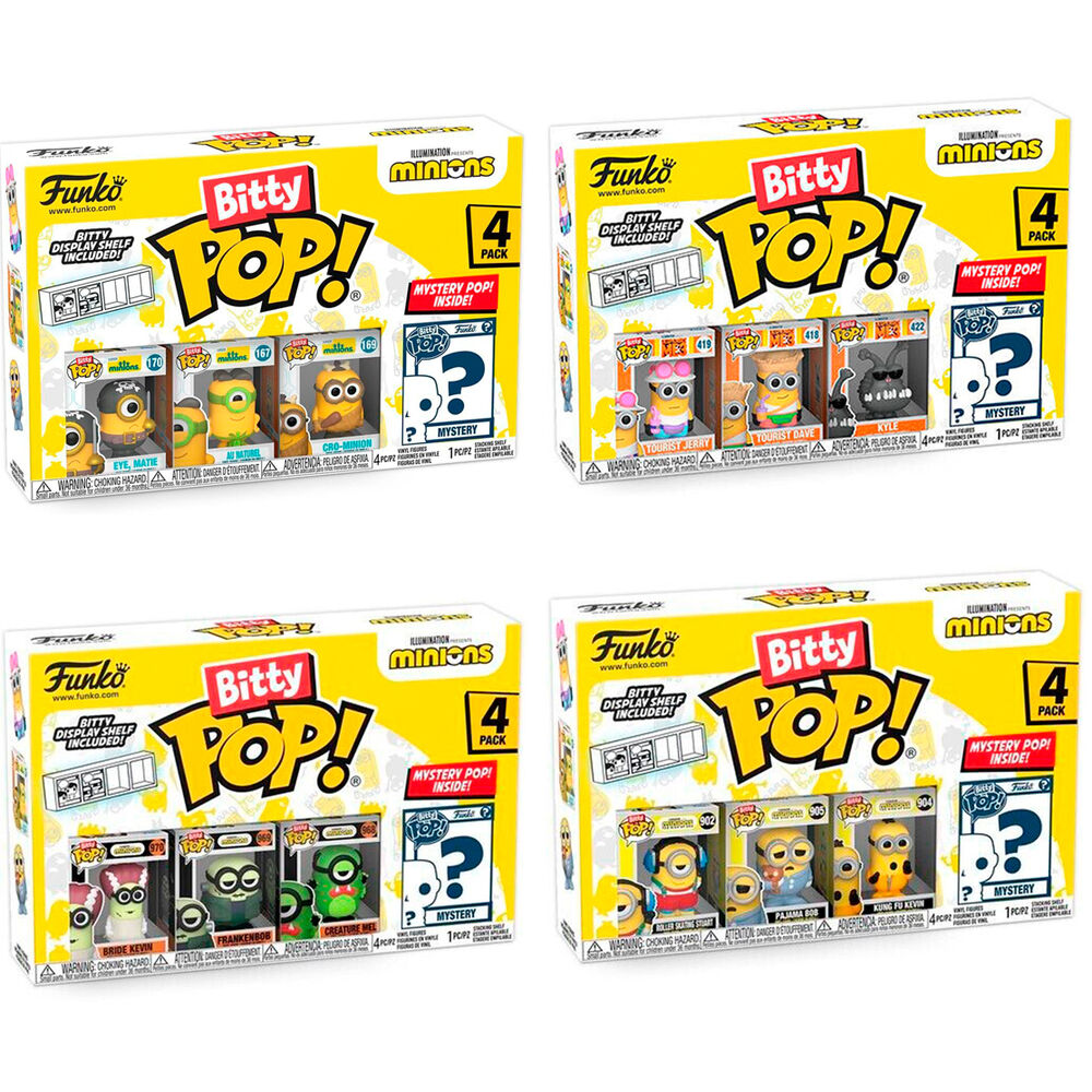 Opakowanie blistrowe zawierające 4 figurki Bitty POP Minionki (różne kolory)