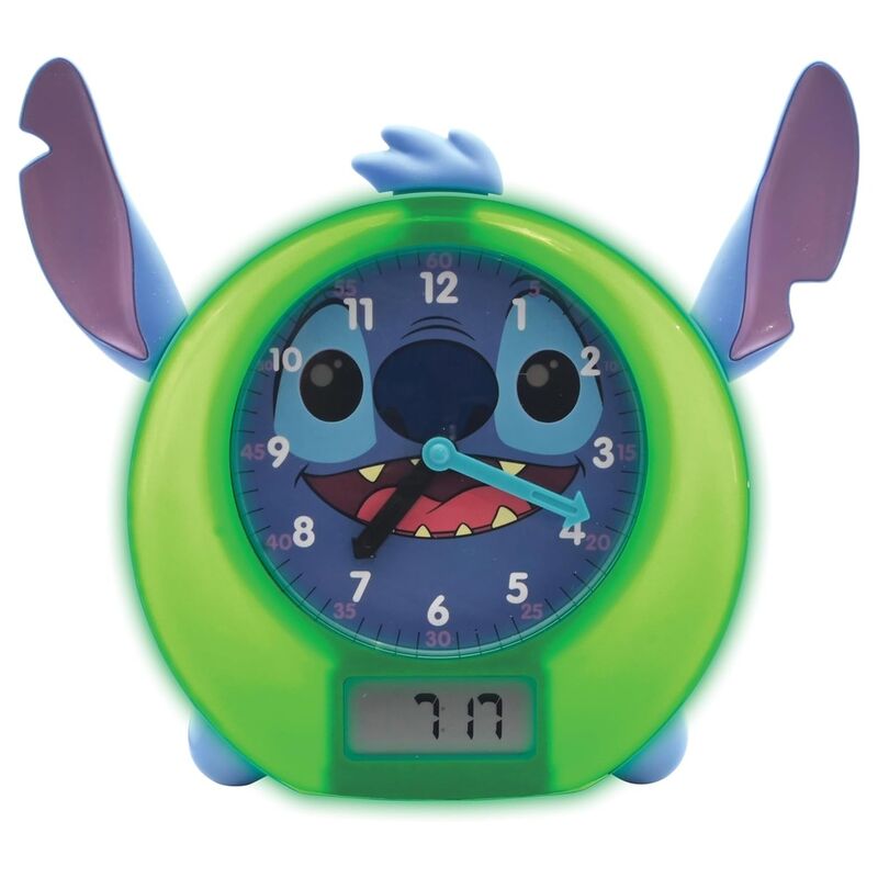 Relógio educativo com contação de histórias e luzes Stitch Disney (em inglês)