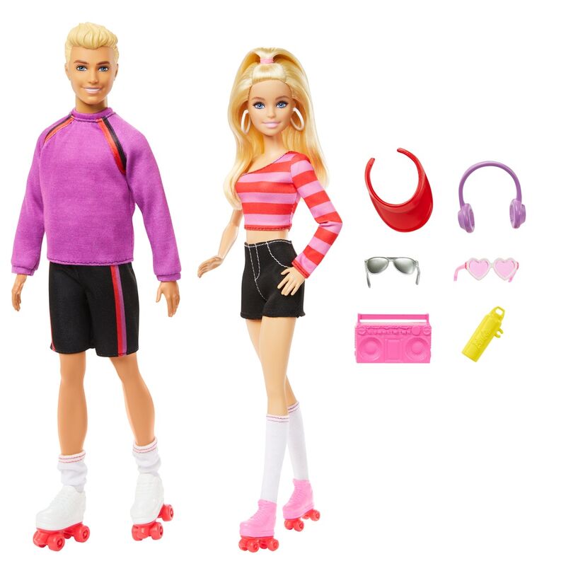 Blister pack of 2 Barbie and Ken dolls, Barbie skaters