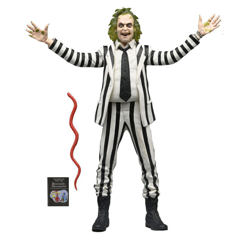 Figurine Beetlejuice 1988 costume rayé noir et blanc 18 cm