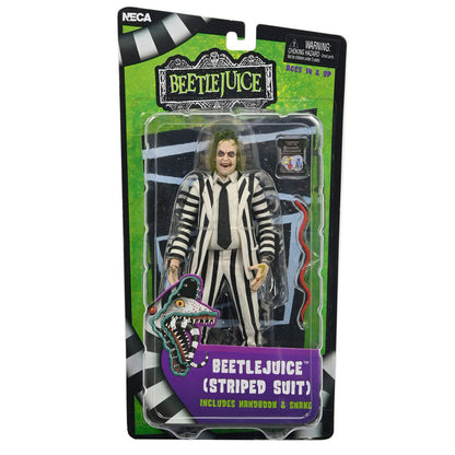 Figurine Beetlejuice 1988 costume rayé noir et blanc 18 cm