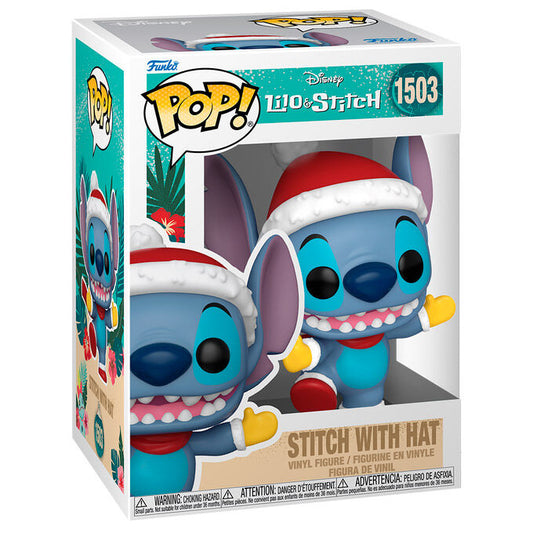 pop figure disney stitch with santa hat