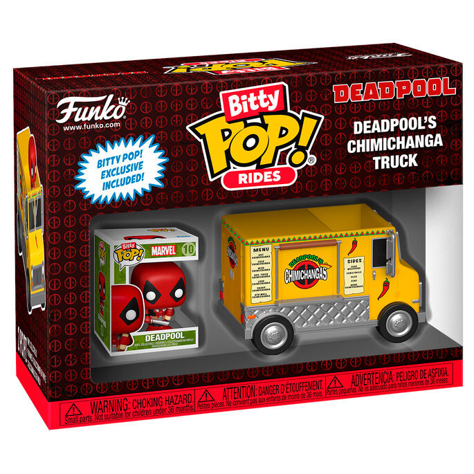 bitty pop ride marvel deadpool figure  deadpools chimichanga truck