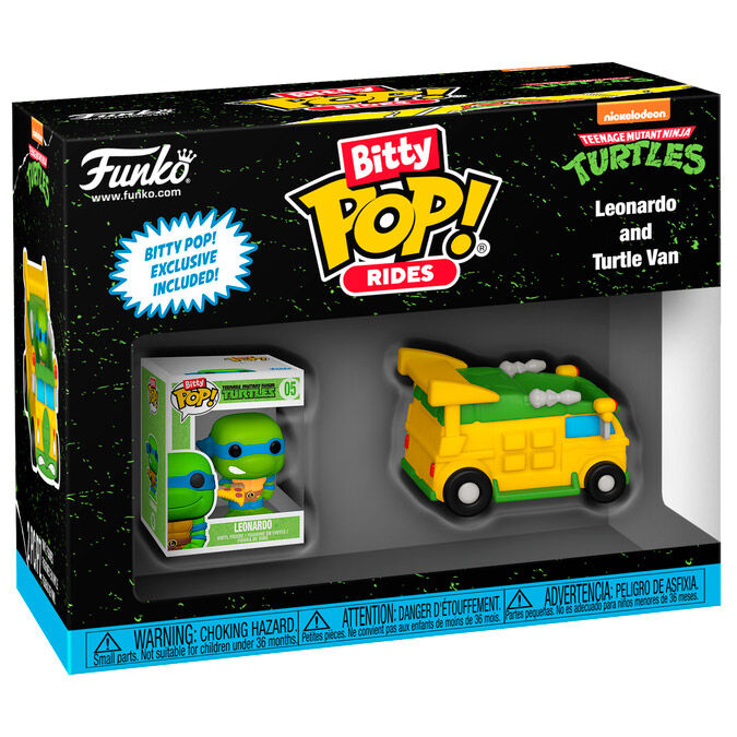 bitty pop ride teenage mutant ninja turtles leonardo and turtle van figure