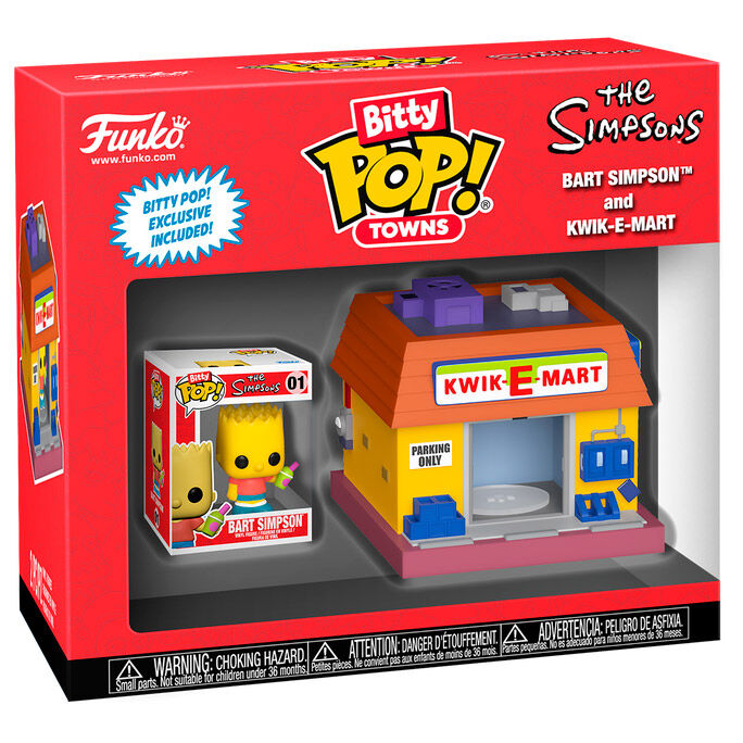Figura Bitty POP Town de Los Simpson: Bart Simpson y Kwik E Mart