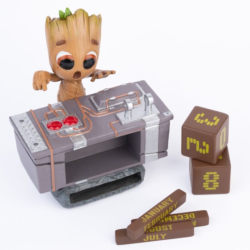 Calendario perpetuo 3D con botón de la muerte de Groot de Guardianes de la Galaxia de Marvel
