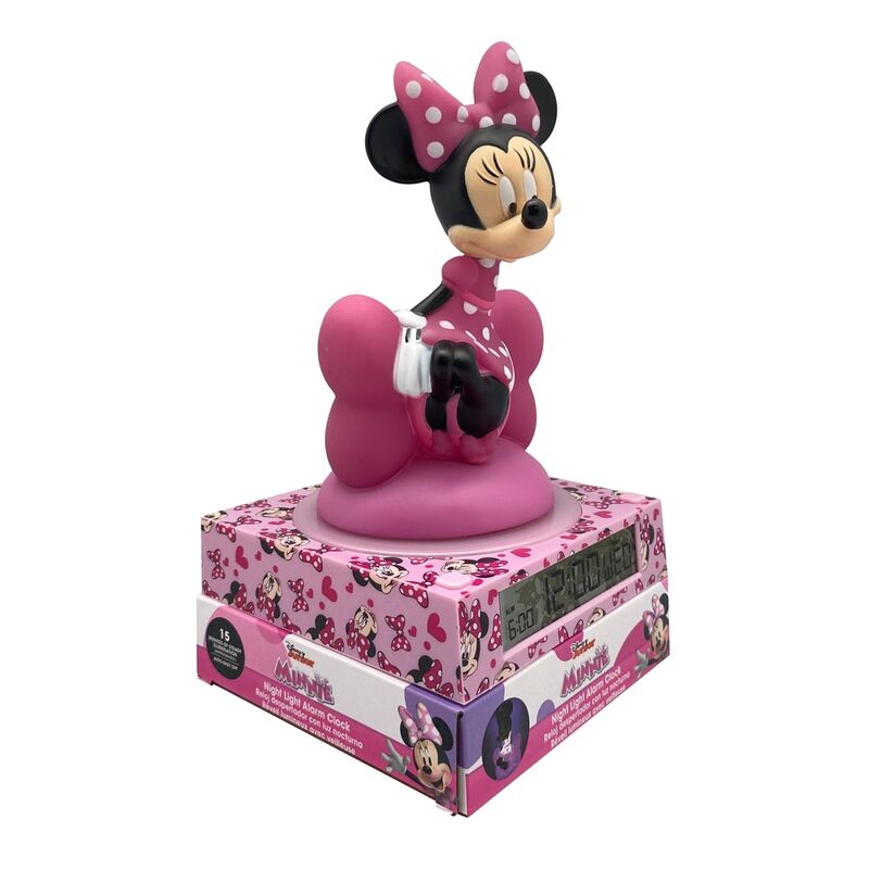 Luminária 3D com despertador da Minnie Mouse da Disney