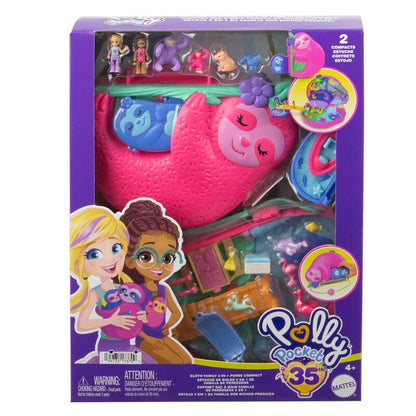 polly pocket 2 in 1 sloth family treasure chest