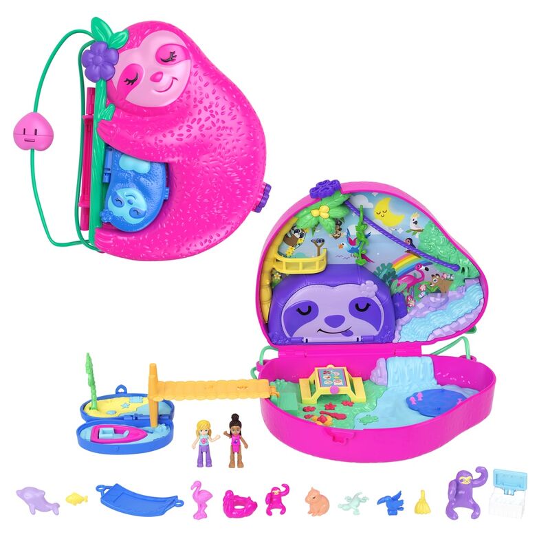Polly Pocket 2 in 1 Sloth Family Treasure Chest