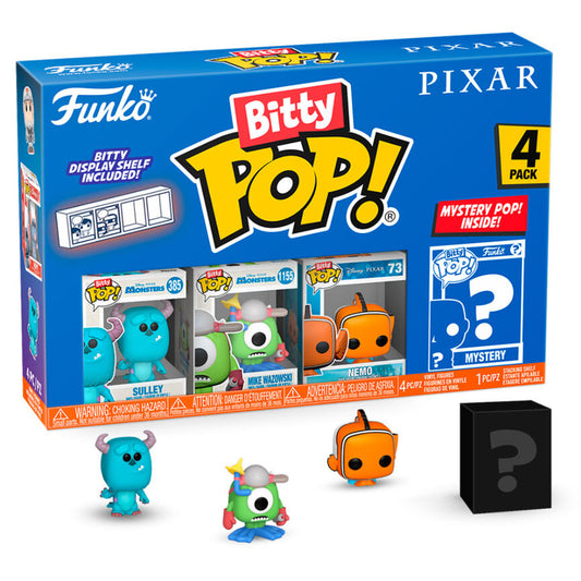 Confezione blister da 4 statuette Bitty POP Disney Pixar assortite