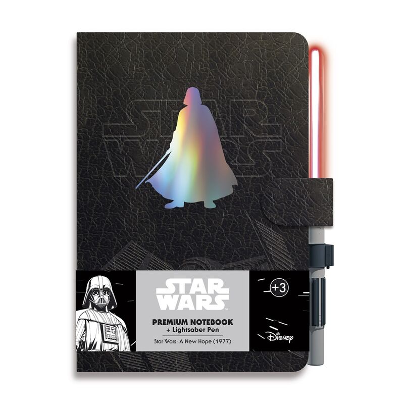 Cuaderno premium tamaño A5  bolígrafo con forma de sable de luz de Darth Vader de Star Wars