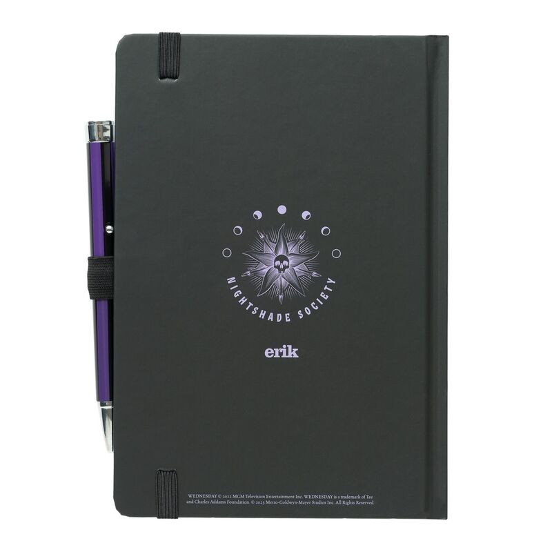 Carnet A5 premium + stylo projecteur Mercredi Addams