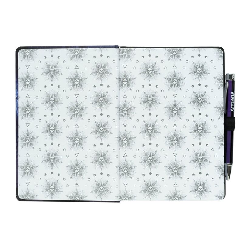 Carnet A5 premium + stylo projecteur Mercredi Addams