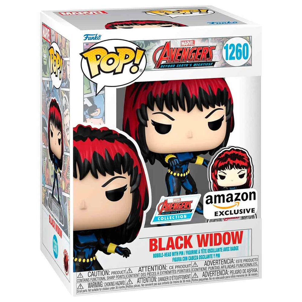pop figure marvel avengers 60th anniversary comic black widow with pin exclusive