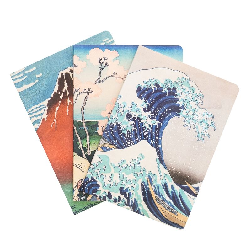 set of 3 a5 notebooks the great wave off kanagawa hokusai
