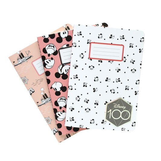 set of 3 a6 notebooks 100th anniversary mickey disney
