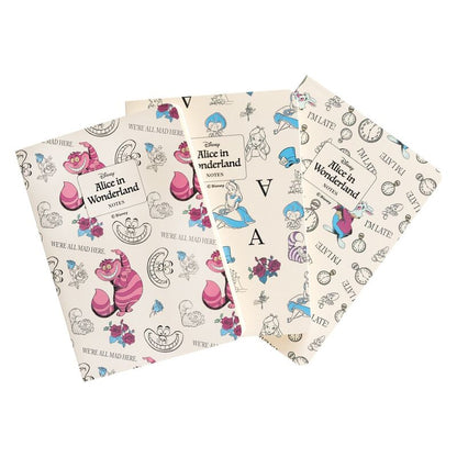 set of 3 a6 notebooks alice in wonderland disney
