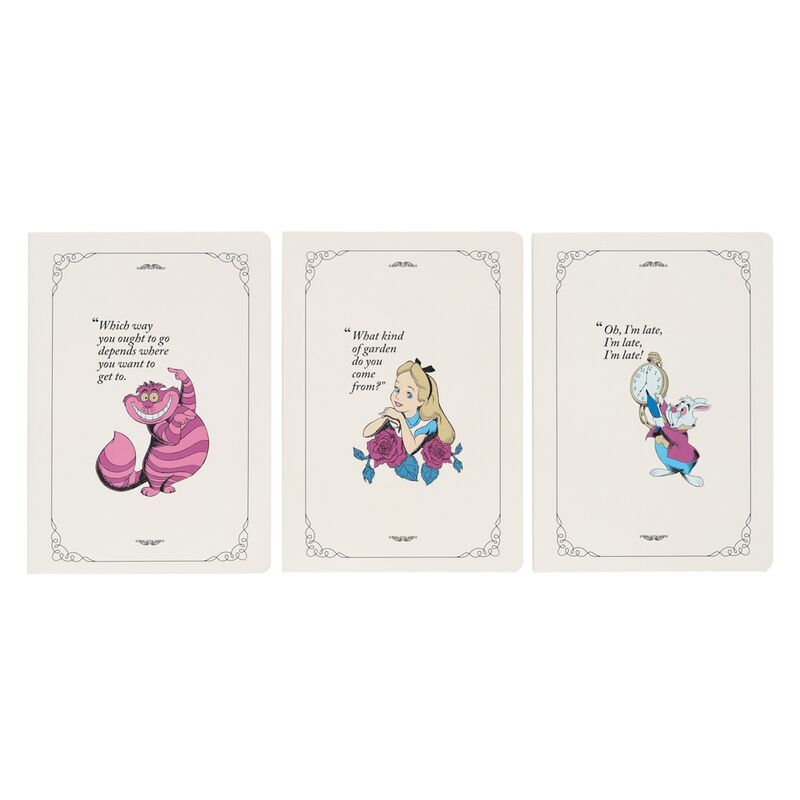 Set mit 3 A5 Notizbüchern Alice im Wunderland Disney
