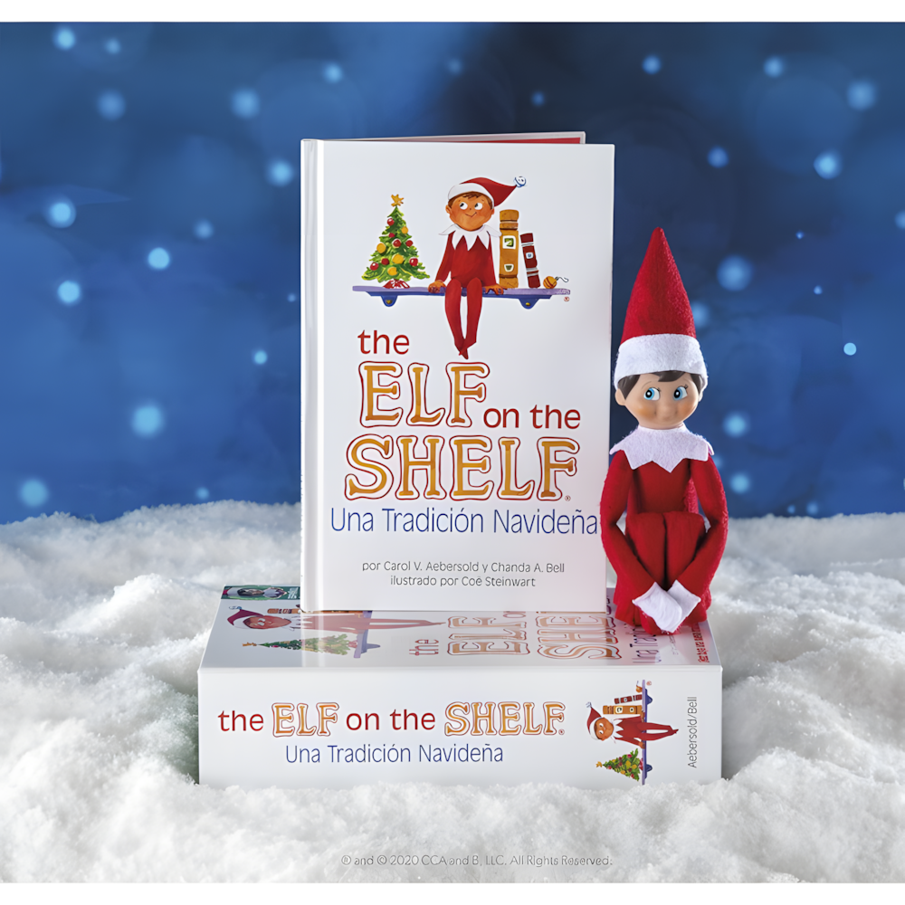 the elf on the shelf story set  elf doll (spanish)