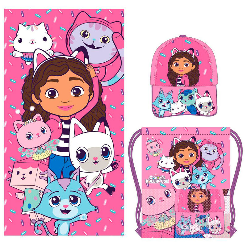 gabby's dollhouse towel  sleeping bag  and hat set