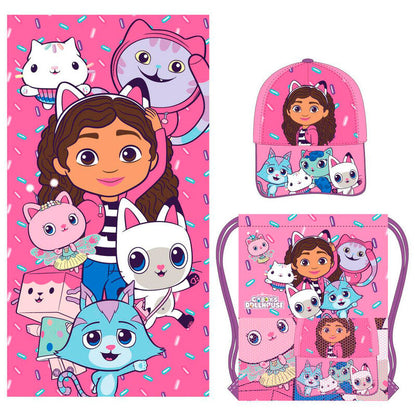 gabby's dollhouse towel  sleeping bag  and hat set