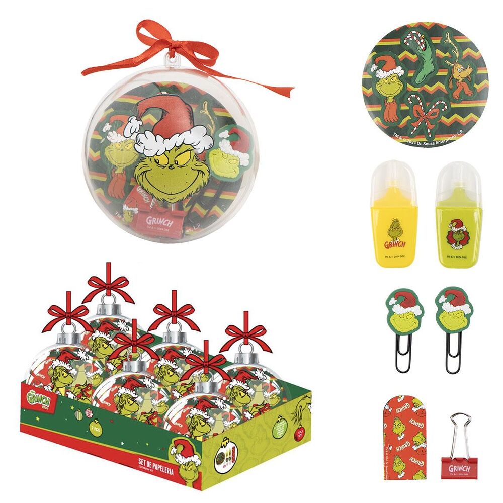 grinch christmas ball stationery
