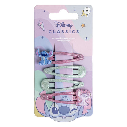 blister pack of 4 angel & stitch disney hair clips