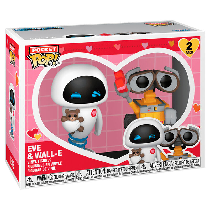blister 2 pocket pop figures disney pixar wall e & eve valentine