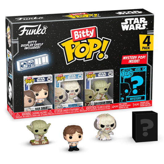 blister of 4 bitty pop star wars han solo figures