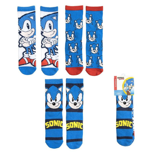 set of 3 sonic the hedgehog socks