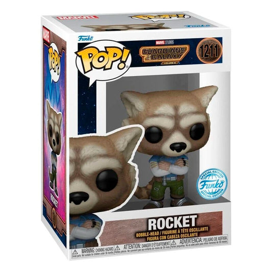Figura POP exclusiva de Rocket de Guardianes de la Galaxia de Marvel