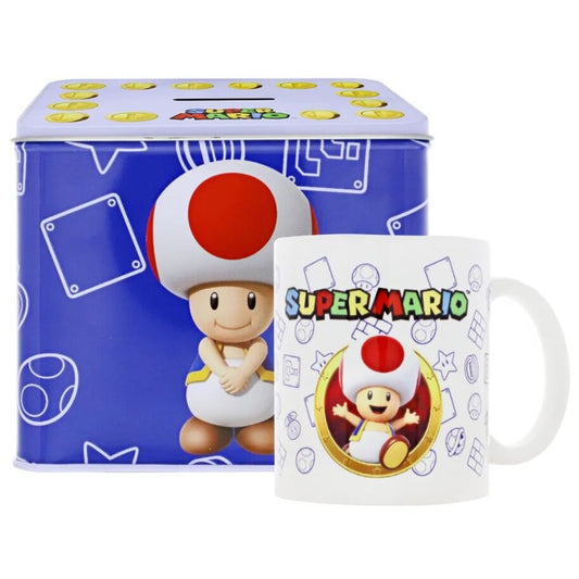 Toad Super Mario Bros Nintendo Piggy Bank + Mug