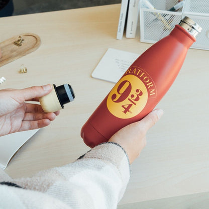 Botella de acero inoxidable de 500 ml inspirada en el Andén 9 3/4 de Harry Potter.