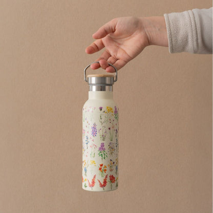 Botella de acero inoxidable de 500 ml con diseño de flores silvestres