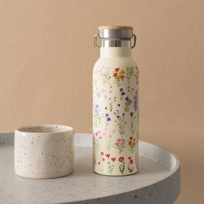 Botella de acero inoxidable de 500 ml con diseño de flores silvestres