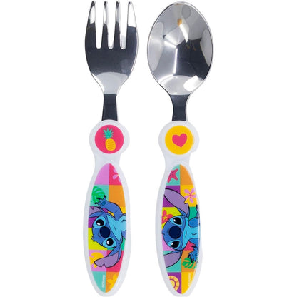 blister pack of 2 stitch disney metal cutlery sets