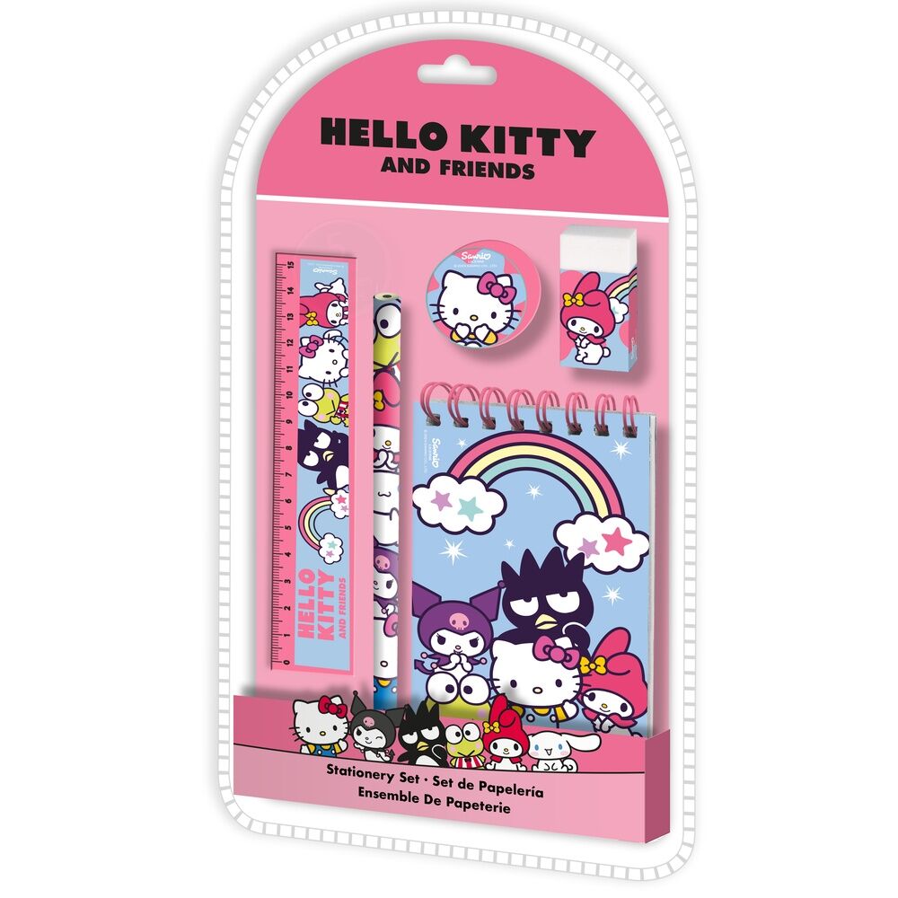 hello kitty and friends stationery blister 5pcs