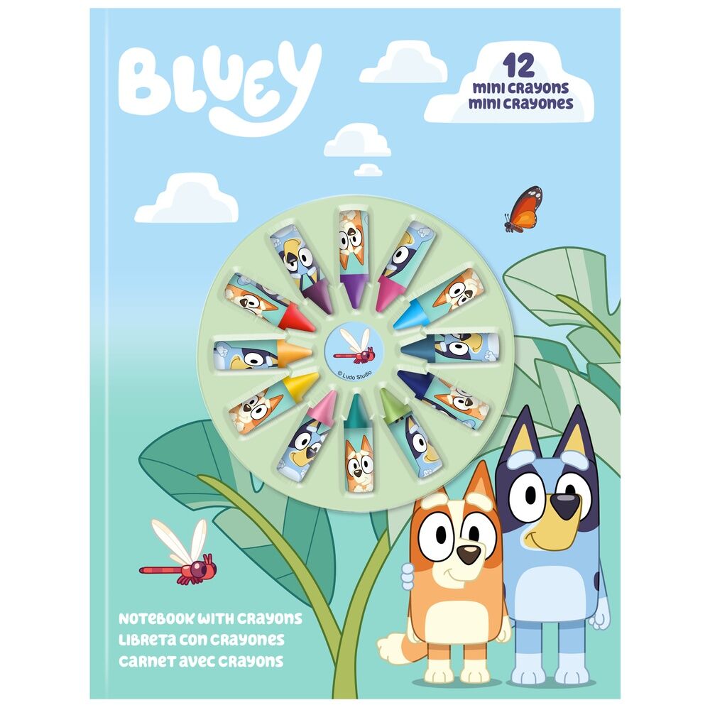 notebook  12 bluey mini crayons