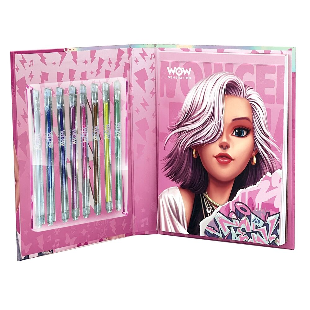 Libro para colorear + 8 bolígrafos de gel metálicos Wow Generation