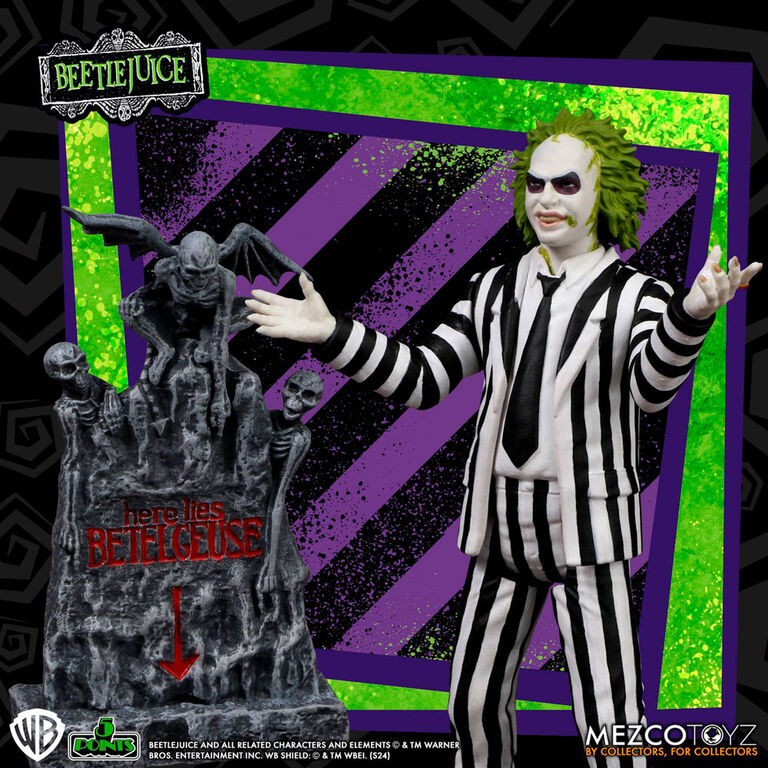 Statuetta di Beetlejuice con abito a righe 9 5 cm