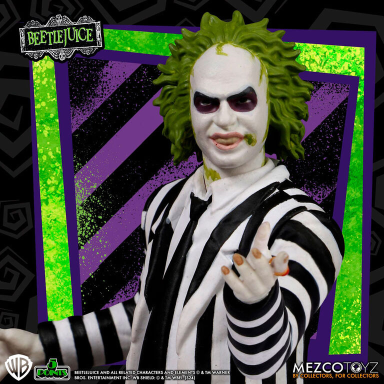 Statuetta di Beetlejuice con abito a righe 9 5 cm