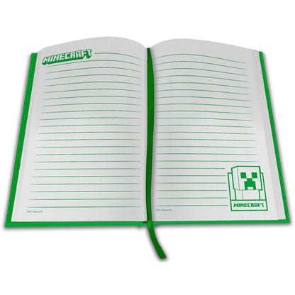 Notebook Minecraft com relógio LED