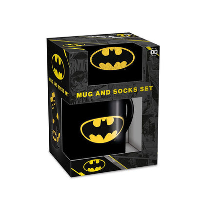 batman dc comics logo mug and socks set