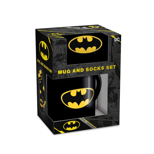 batman dc comics logo mug and socks set