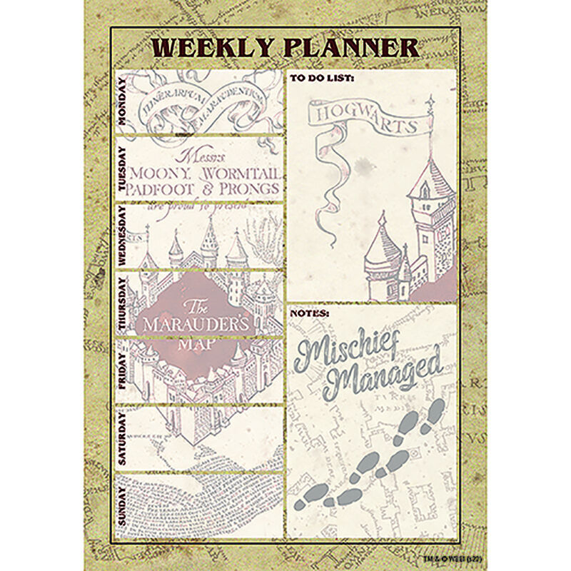 a5 weekly planner marauder's map harry potter