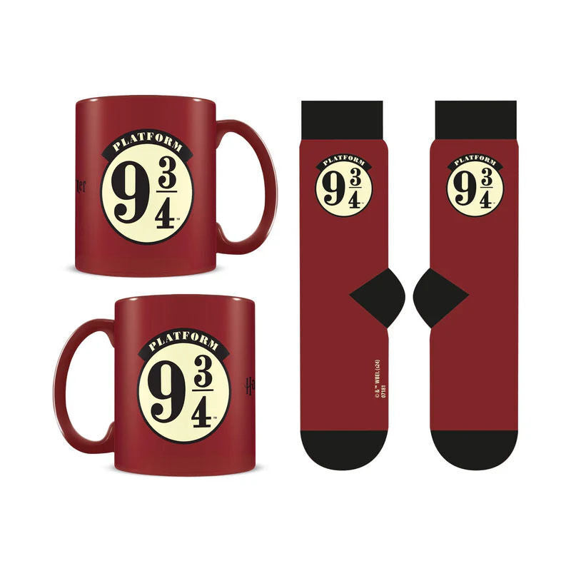 harry potter mug and platform socks set 9 3 4