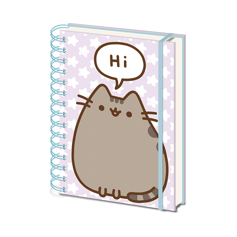 a5 notebook says hi pusheen