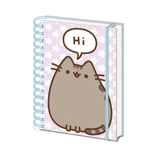 a5 notebook says hi pusheen