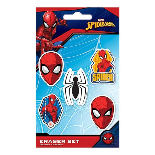 blister pack of 5 spiderman marvel erasers